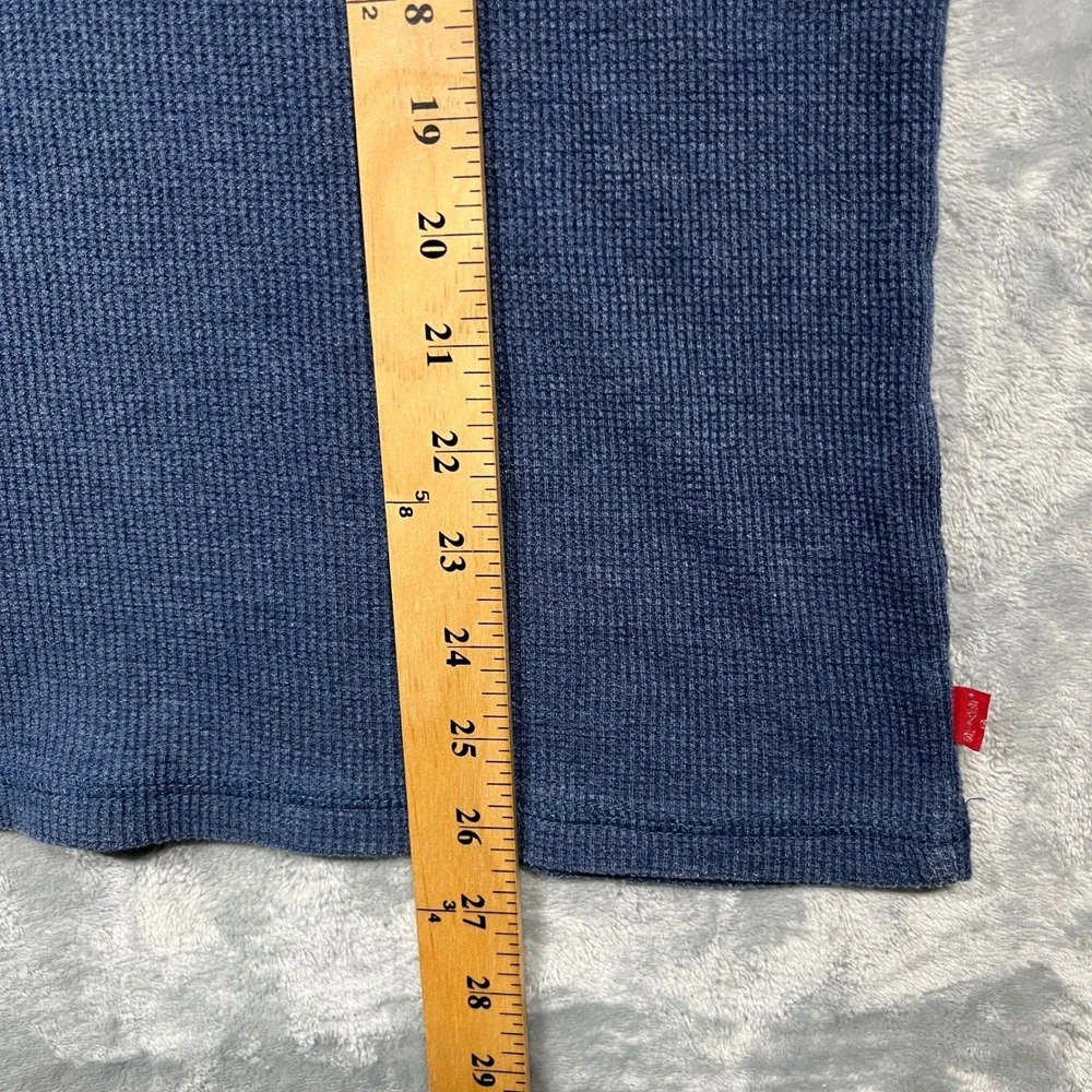 Levis Thermal Shirt Mens Medium Blue California Bear Waffle Knit Long Sleeve